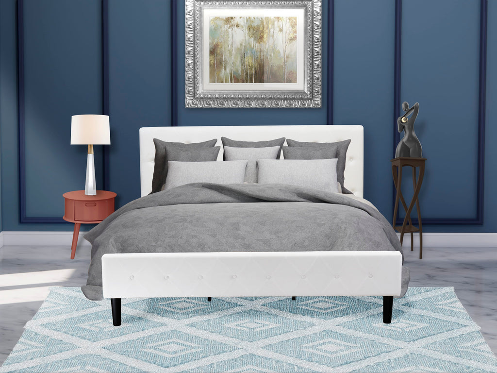 NL19K-4RBE5 2-Piece Set with Upholstered Button-Tufted Headboard Bed and Burgundy Nightstand