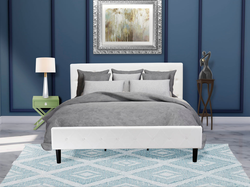 NL19K-4KAOZ Luxe Bedroom Set with White Velvet King Bed & Green Nightstand