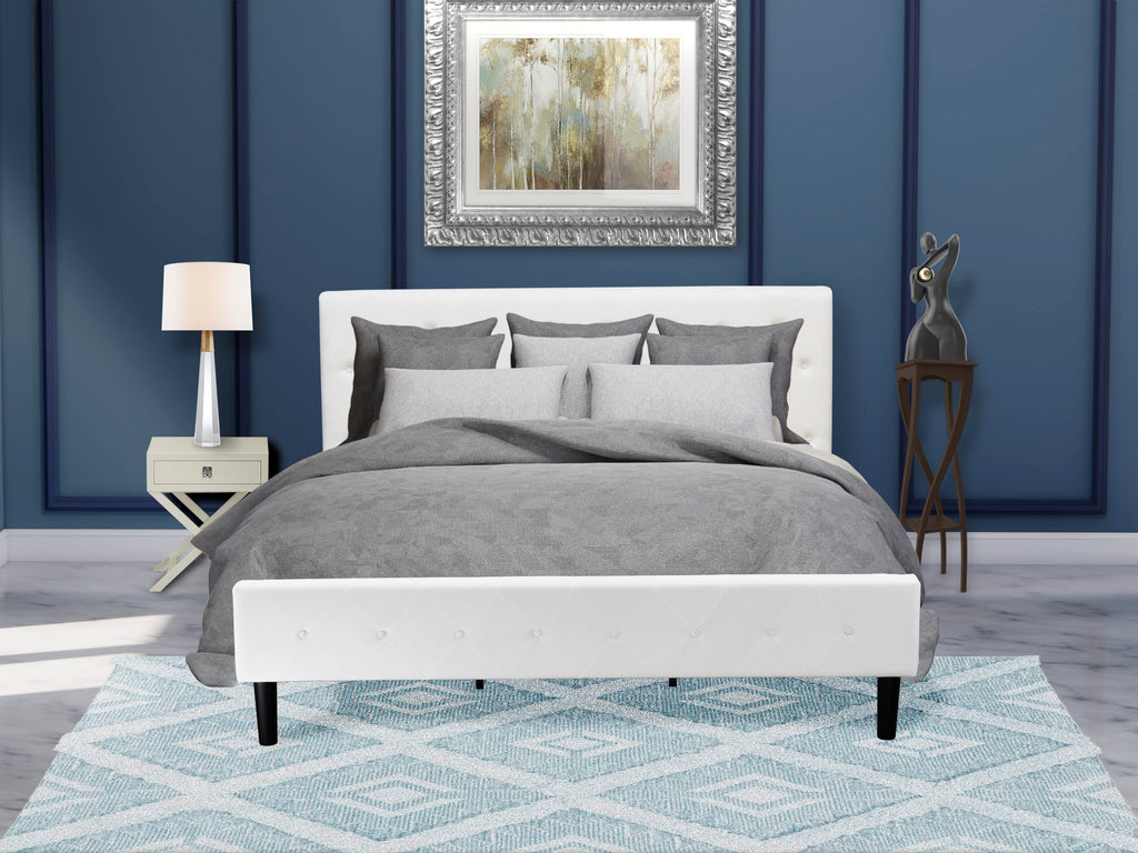 NL19K-WI84B Dreamy Bedroom Collection 2 Piece Ensemble with Opulent Bed Frame - Tufted White Velvet Headboard - Urban Gray Nightstand