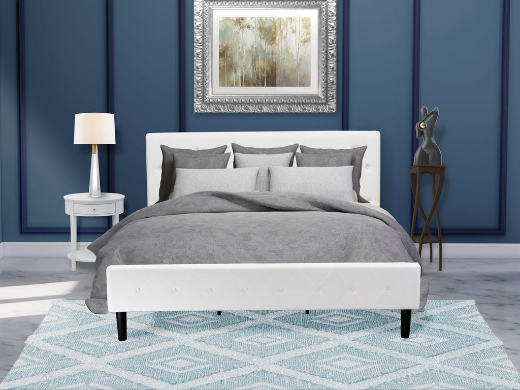 NL19K-QHT5L Elegant 2 Pc King Set Plush White Bed & Gray Nightstand in Urban Chic Style