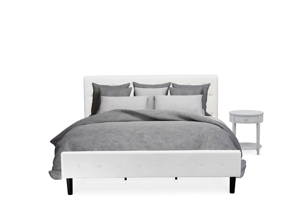NL19K-QHT5L Elegant 2 Pc King Set Plush White Bed & Gray Nightstand in Urban Chic Style