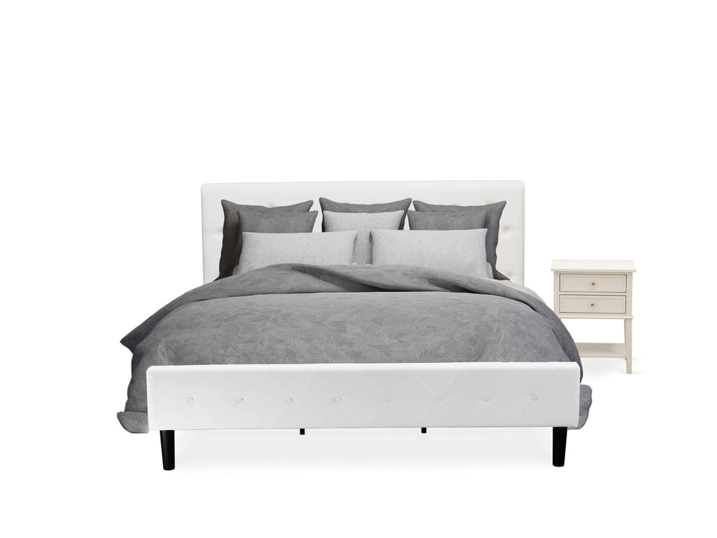 NL19K-D5E8Y Luxurious King Bedroom Ensemble Tufted Velvet Bed & Charming Cream Nightstand