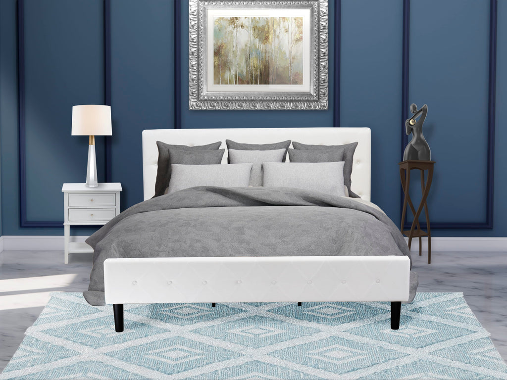 NL19K-HNICN 2-Piece Bedroom Set Luxurious King Bed with White Velvet Tufted Headboard & Chic Gray Nightstand