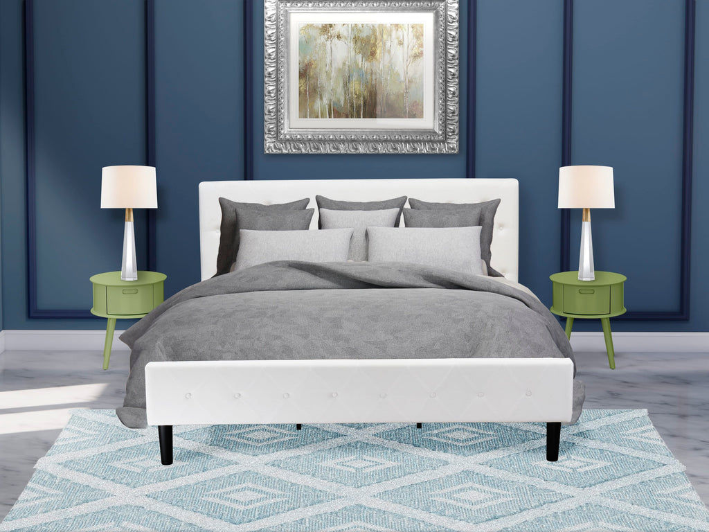 NL19K-USGYN 3-Piece King Bedroom Ensemble - Tufted Velvet Bed, Green Nightstand