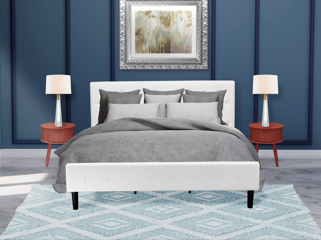 NL19K-JPH5Z Bedroom Suite with Button Tufted King Bed and Velvet, Nightstand in Burgundy Finish