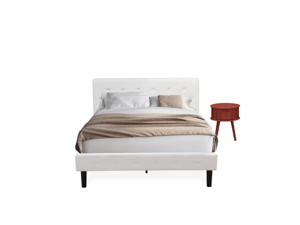 NL19Q-C3ZMG Elegant 2-Piece Set Velvet-Headboard Queen Bed with Stylish Nightstand in Burgundy & White