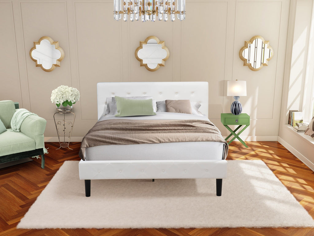 NL19Q-EOQOS 2 Piece Bedroom Set Featuring Button Tufted Velvet Queen Bed & Elegant Clover Green Nightstand