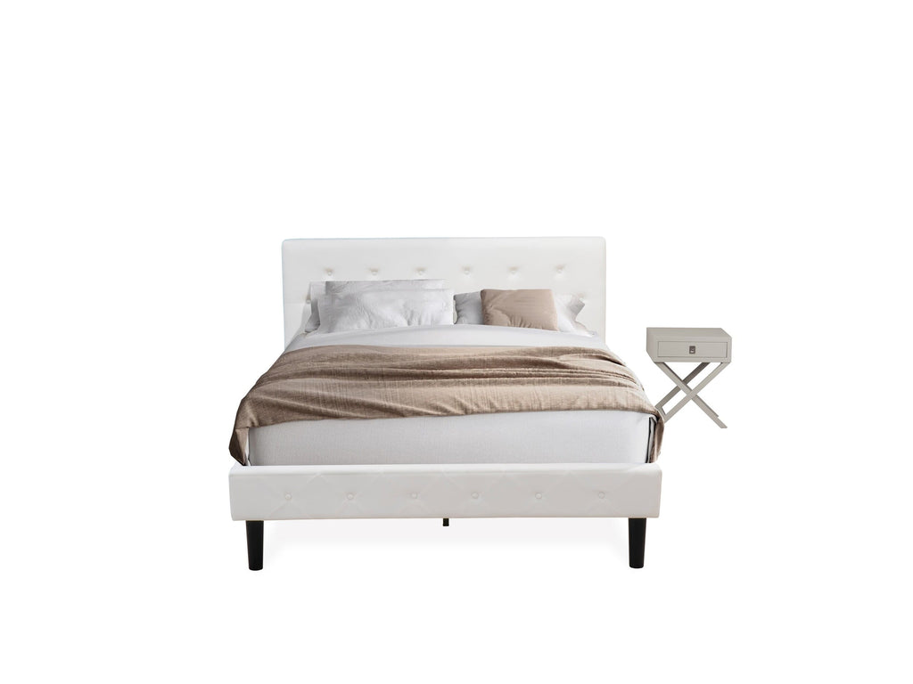 NL19Q-0HD6B 2-Piece Queen Bed Set with Button Tufted Velvet Headboard & Urban Gray Nightstand