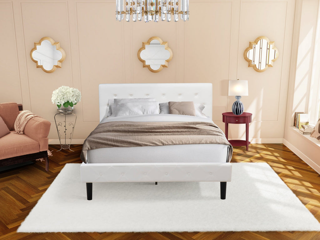 NL19Q-MSHIX Bedroom Set Queen Tufted Bed and Velvet Headboard Plus Nightstand Duo