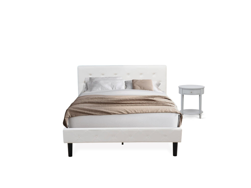 NL19Q-4C861 Luxurious 2-Piece Bedroom Set with Velvet Tufted Queen Bed and Gray Nightstand