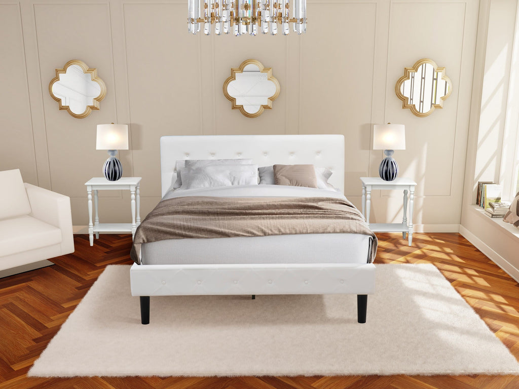 NL19Q-K9Q4Q Stylish 3-Piece Queen Bedroom Set with Velvet Upholstered Headboard & Nightstand