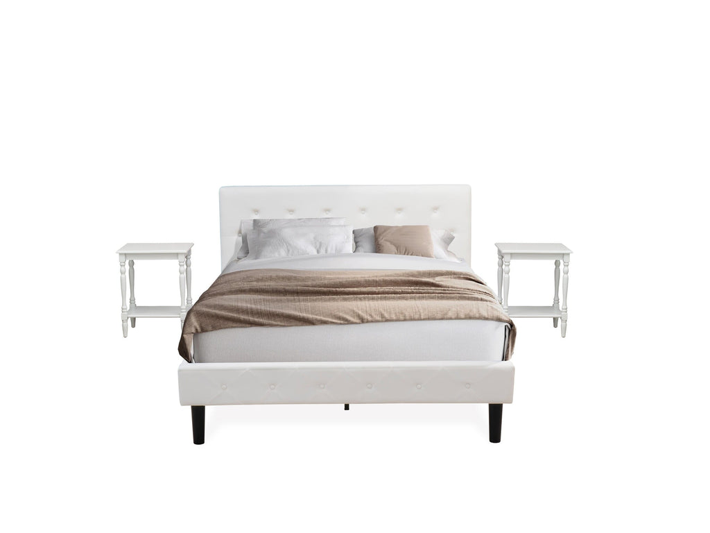 NL19Q-K9Q4Q Stylish 3-Piece Queen Bedroom Set with Velvet Upholstered Headboard & Nightstand
