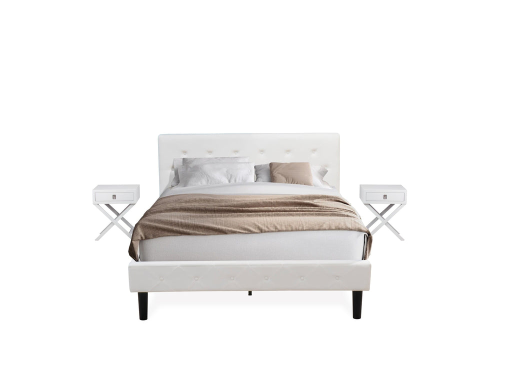 NL19Q-AZPJW 3 Piece Queen Bedroom Ensemble Velvet Upholstered Bed Frame with Nightstand