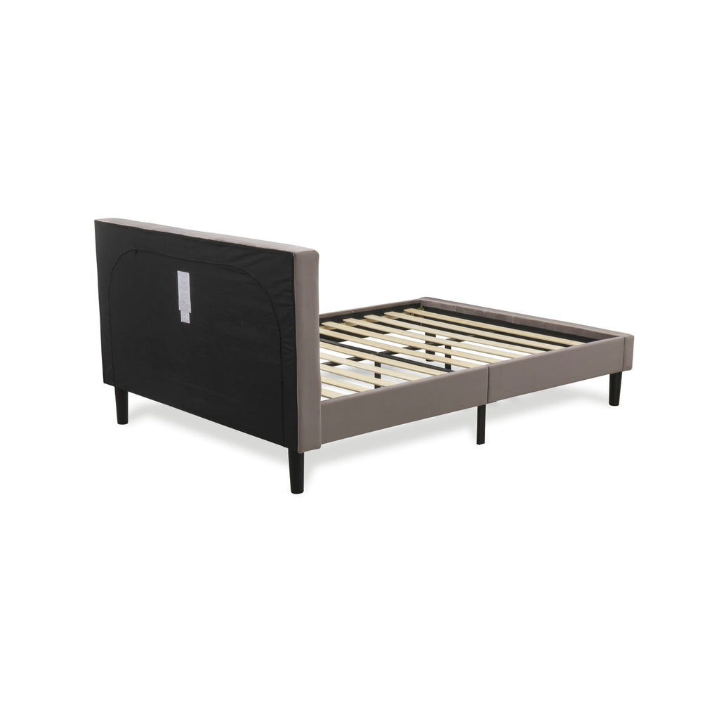 NLF-1Y-B Button Tufted Elegant Bed Frame in Taupe Velvet
