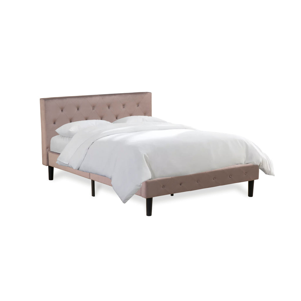 NLF-1Y-B Button Tufted Elegant Bed Frame in Taupe Velvet