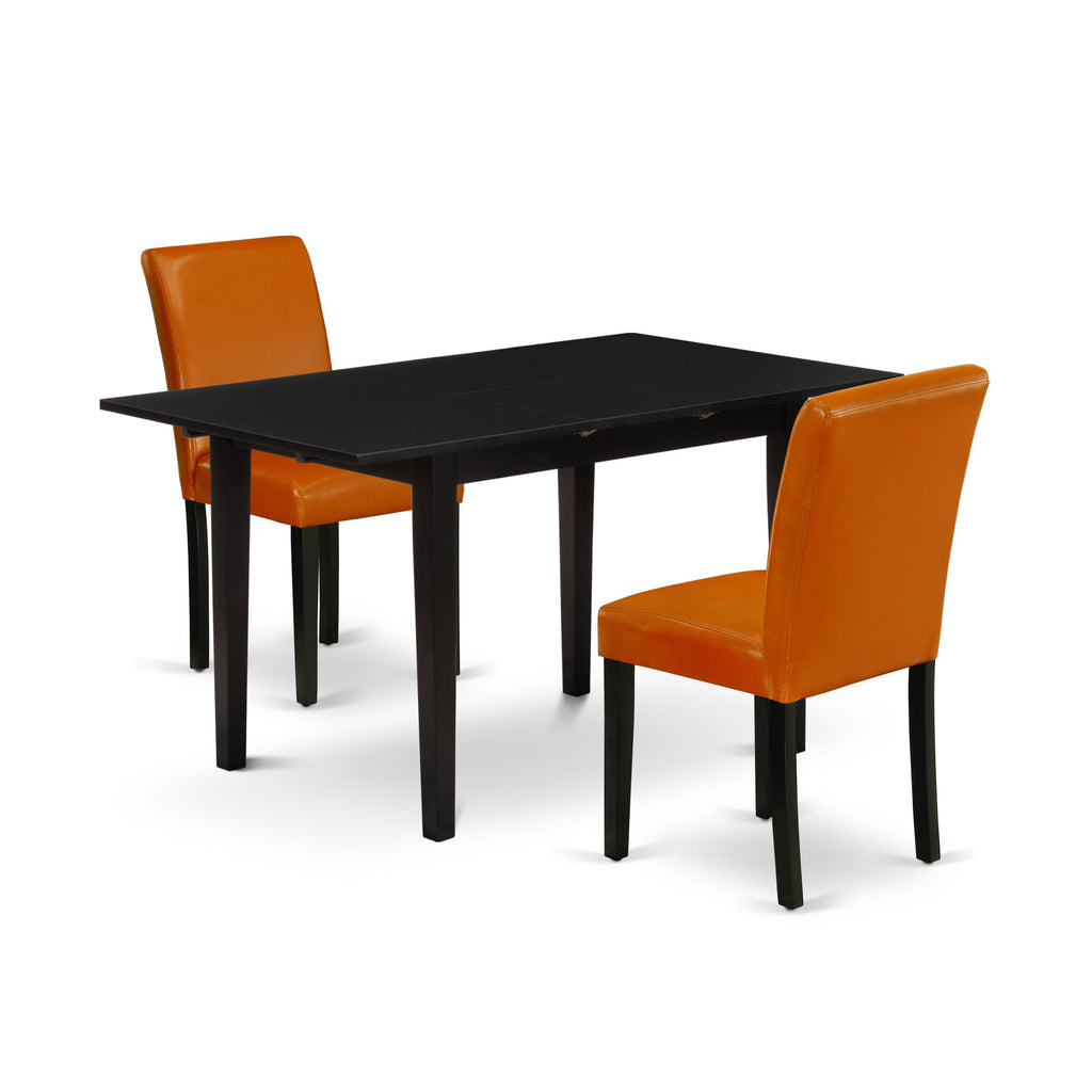 NOAB3-25N-AR Stylish 3-Piece Dining Ensemble with Extending Table and 2 Plush Parson Chairs in Elegant Theme