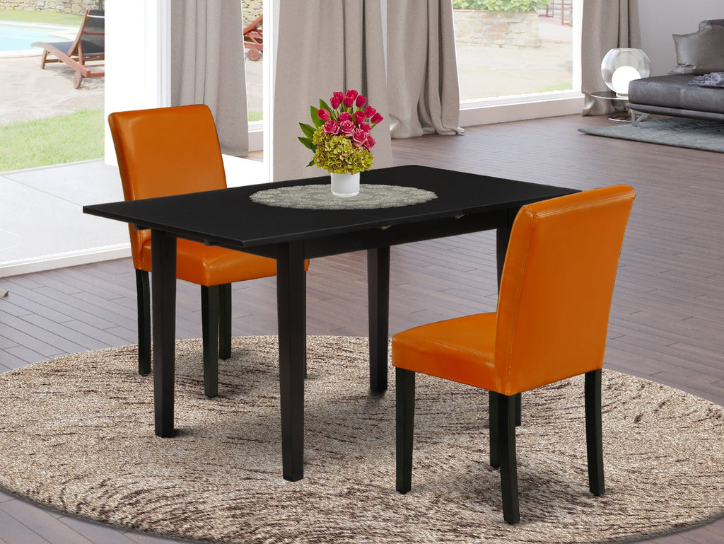NOAB3-25N-AR Stylish 3-Piece Dining Ensemble with Extending Table and 2 Plush Parson Chairs in Elegant Theme