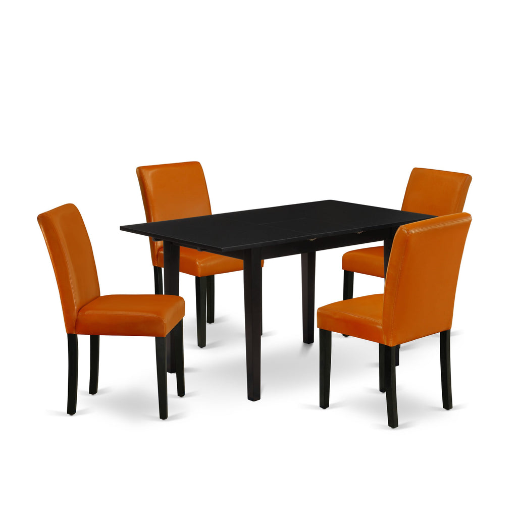 NOAB5-J8X-OI Versatile 5-Piece Dining Set Black Butterfly Table & Four Faux Leather Chairs