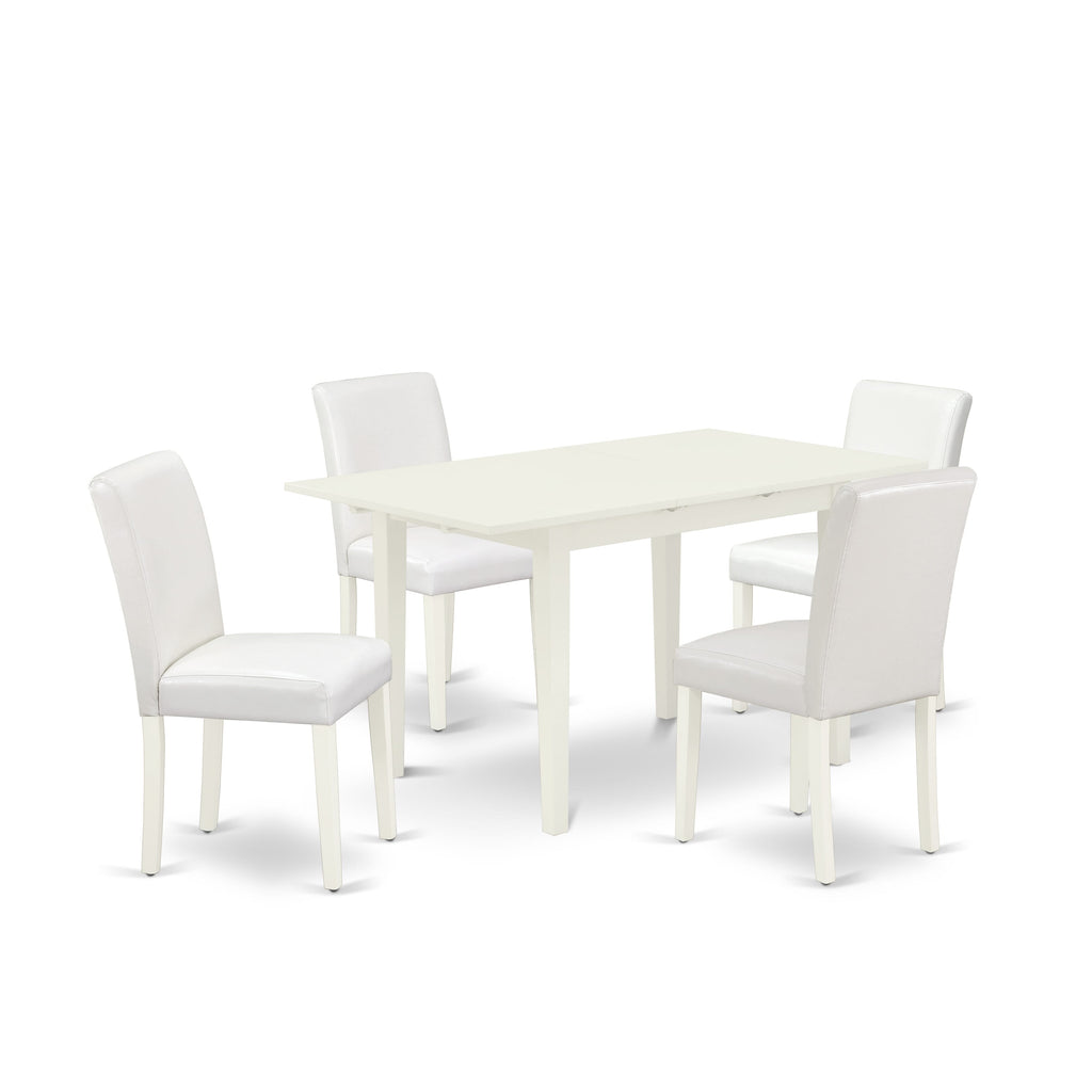 NOAB5-WES-5X 5-Piece Dining Collection with Expanding Table & White Upholstered Seats, 32x54