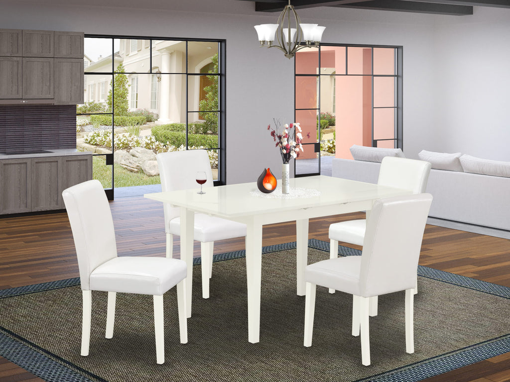 NOAB5-WES-5X 5-Piece Dining Collection with Expanding Table & White Upholstered Seats, 32x54