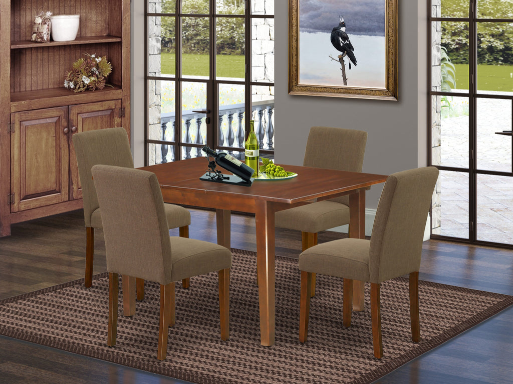 NOAB5-Z78-SO 5-Piece Dining Ensemble Expansive Rectangular Table with Extension & 4 Elegant Chairs, Rich Mahogany Finish
