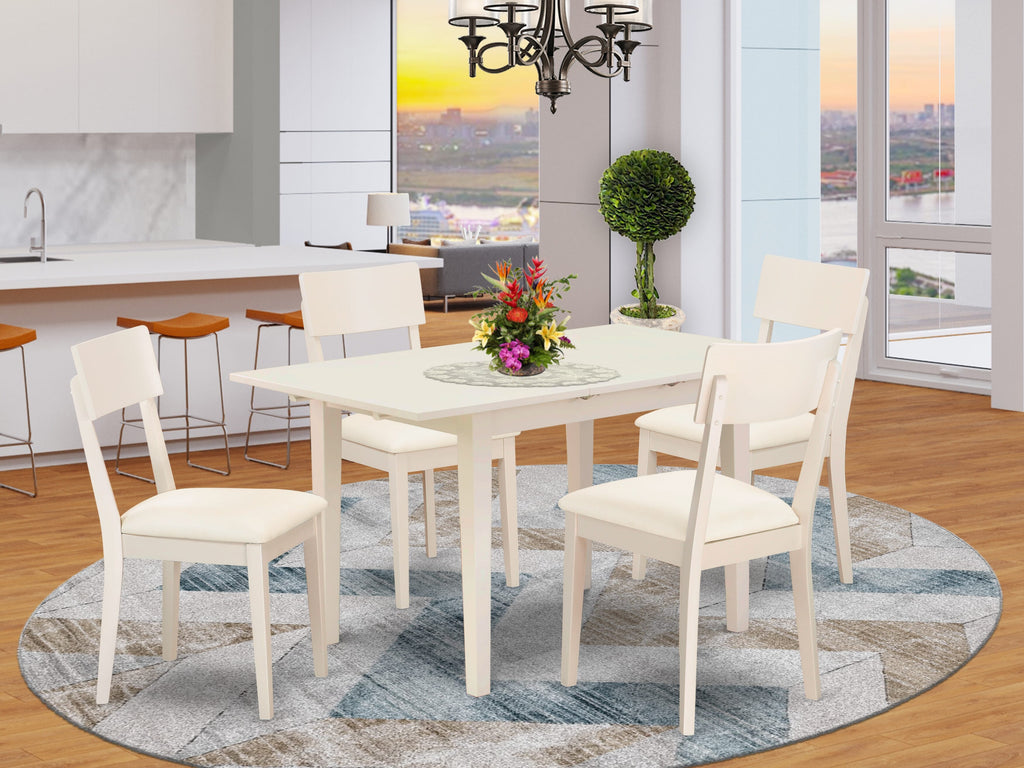 NOAD5-JRS-XK - Versatile 5-Piece Dining Set with Expandable Table and Upholstered Chairs, Light Linen Finish