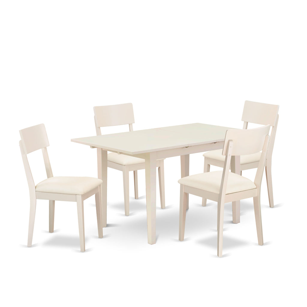 NOAD5-JRS-XK - Versatile 5-Piece Dining Set with Expandable Table and Upholstered Chairs, Light Linen Finish