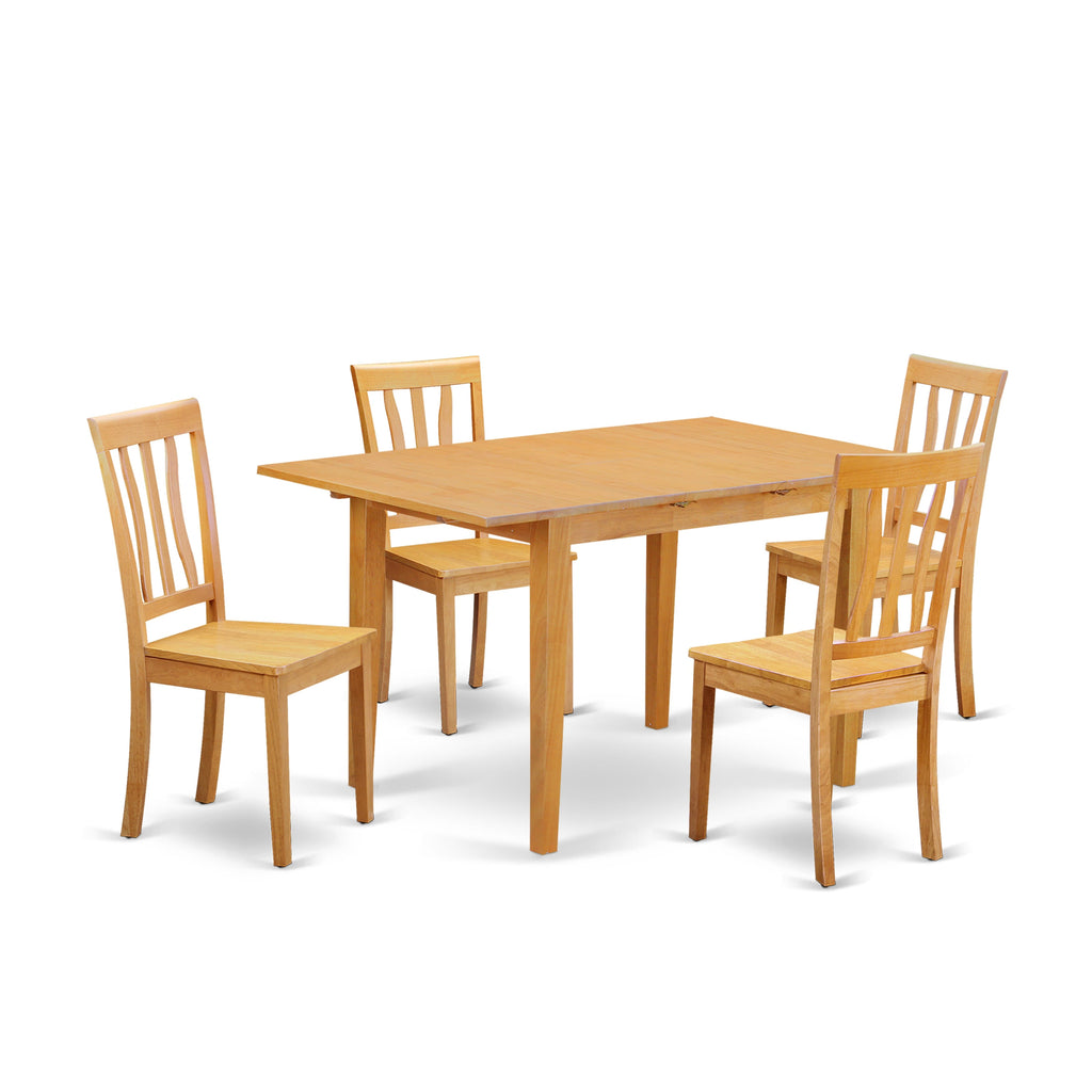 NOAN5-YQX-S Elegant 5-Piece Dining Ensemble with Expanding Oak Table & 4 Stylish Chairs, 32x54 In