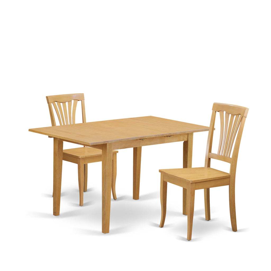 NOAV3-H0A-U Compact 3 Piece Dining Set with Expandable Table and Comfortable Chairs in Oak Finish