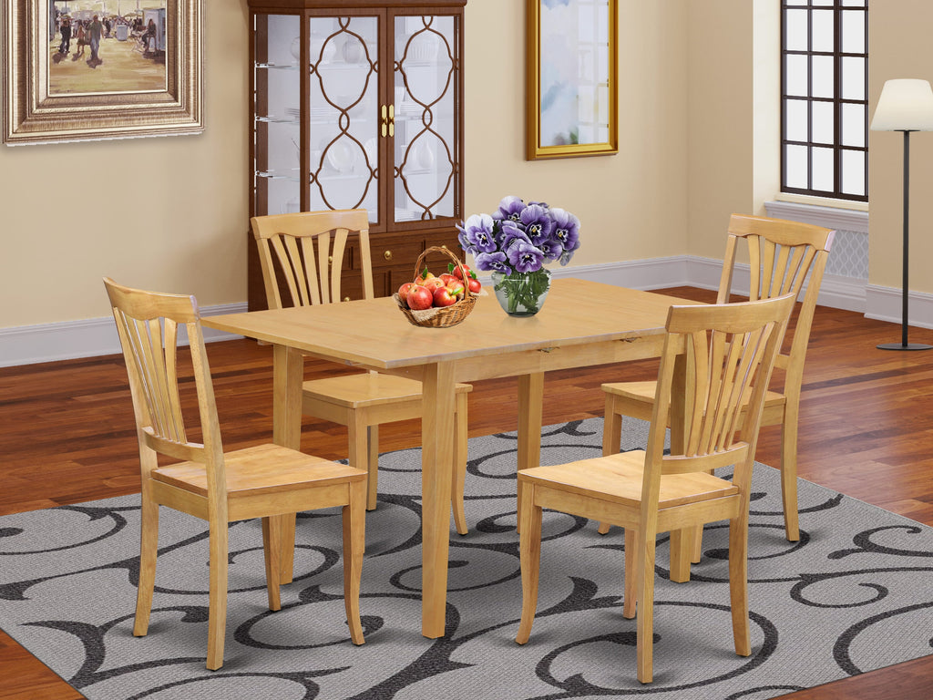 NOAV5-P0C-W 5-Piece Dining Ensemble with Extension Leaf and Chairs in Rustic Oak Finish, 32x54 Inch