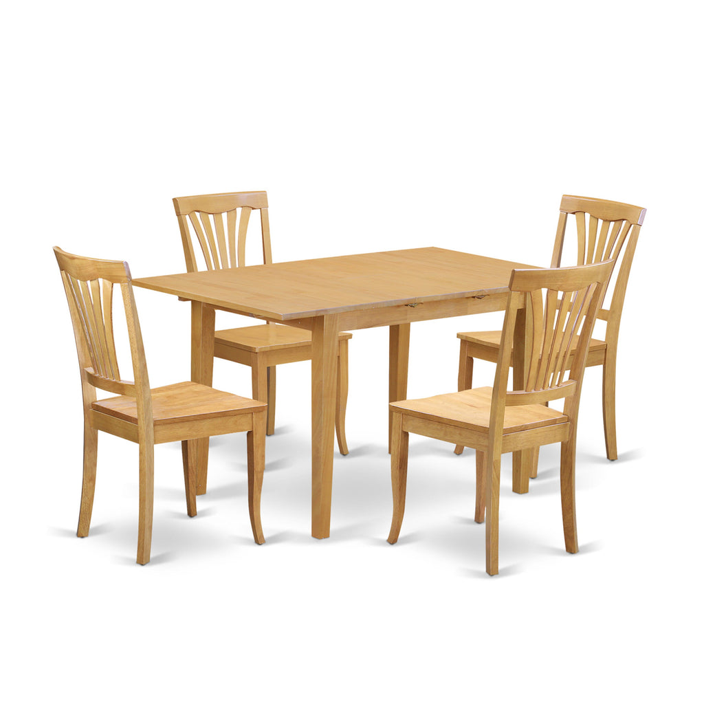 NOAV5-P0C-W 5-Piece Dining Ensemble with Extension Leaf and Chairs in Rustic Oak Finish, 32x54 Inch
