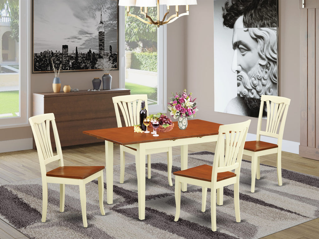 NOAV5-8MV-1 Chic 5-Piece Dining Ensemble with Expandable Table & Chairs Set in Buttermilk Cherry Finish