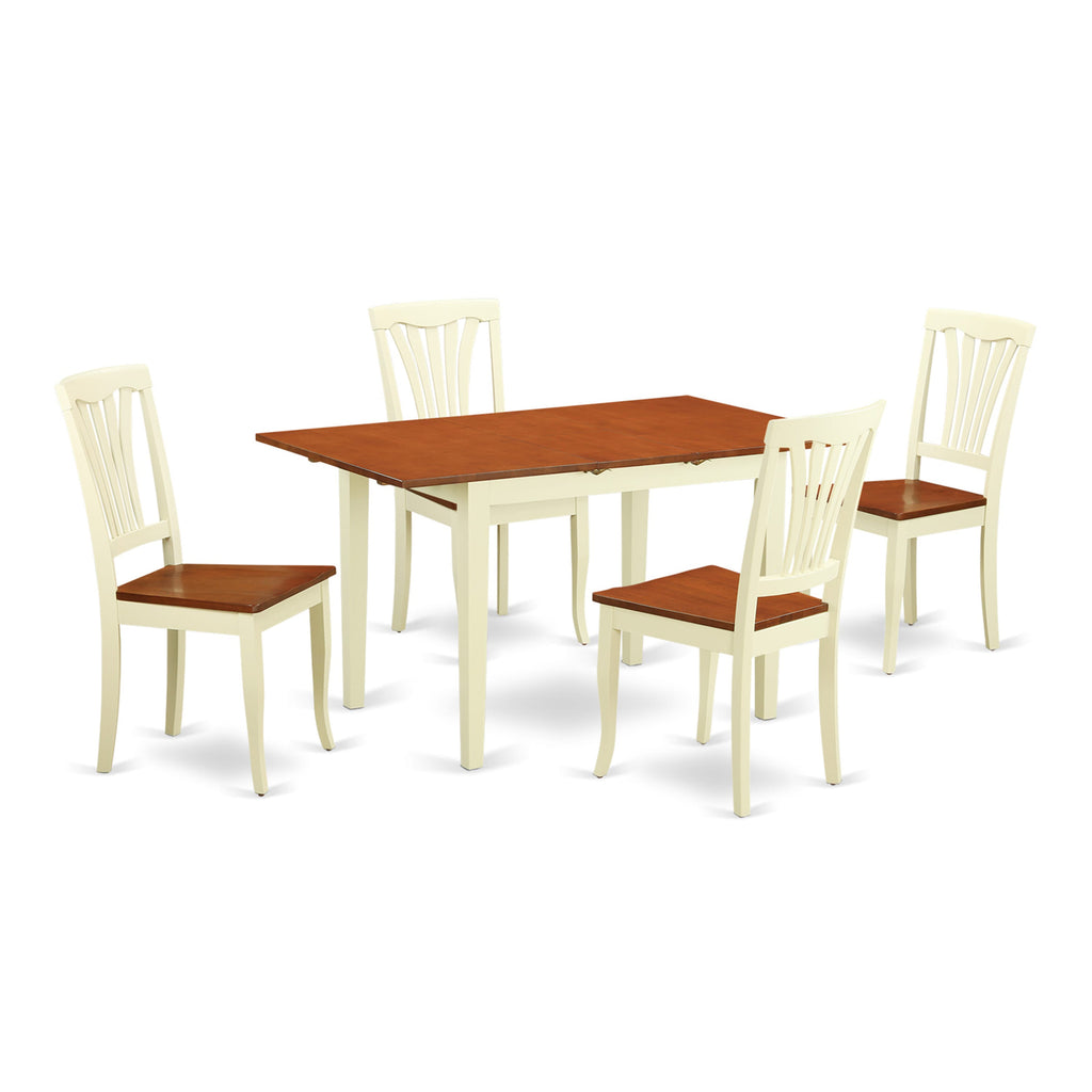 NOAV5-8MV-1 Chic 5-Piece Dining Ensemble with Expandable Table & Chairs Set in Buttermilk Cherry Finish
