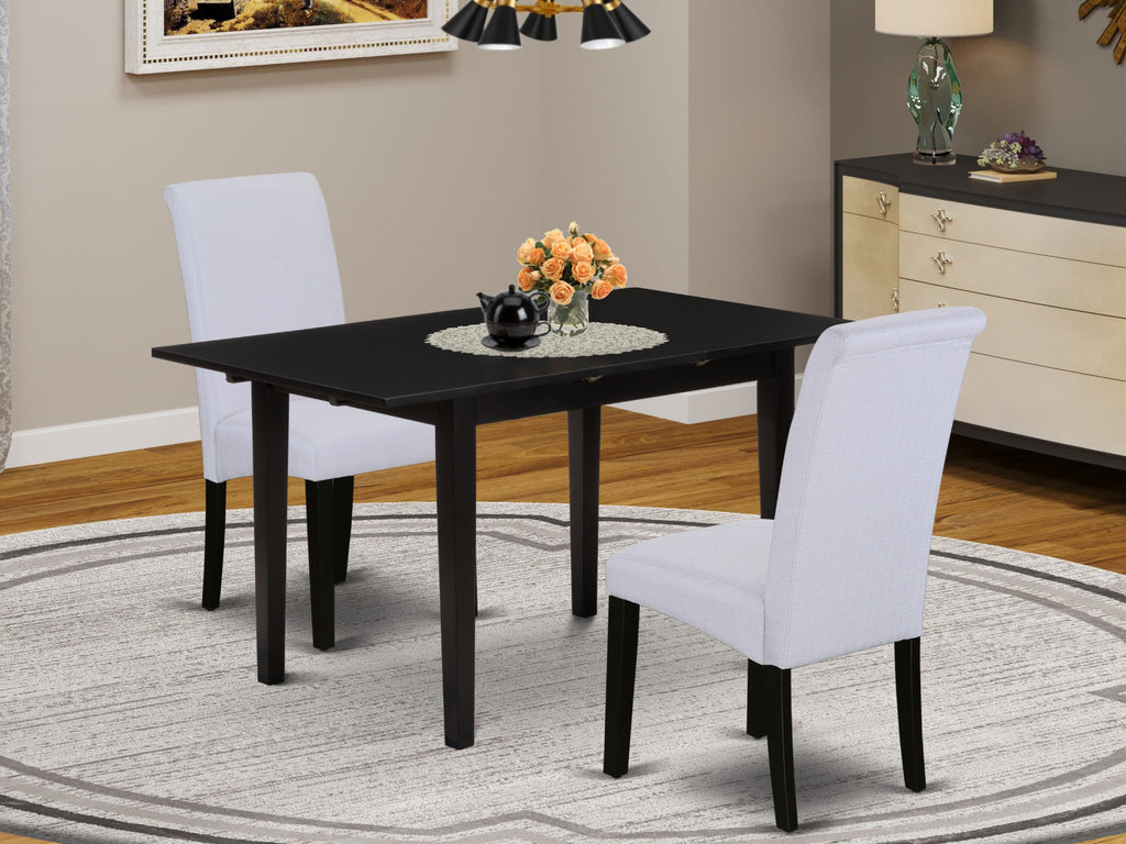 NOBA3-WAZ-KH Stylish 3-Piece Dining Set with Expandable Table & Upholstered Chairs in Lavish Grey