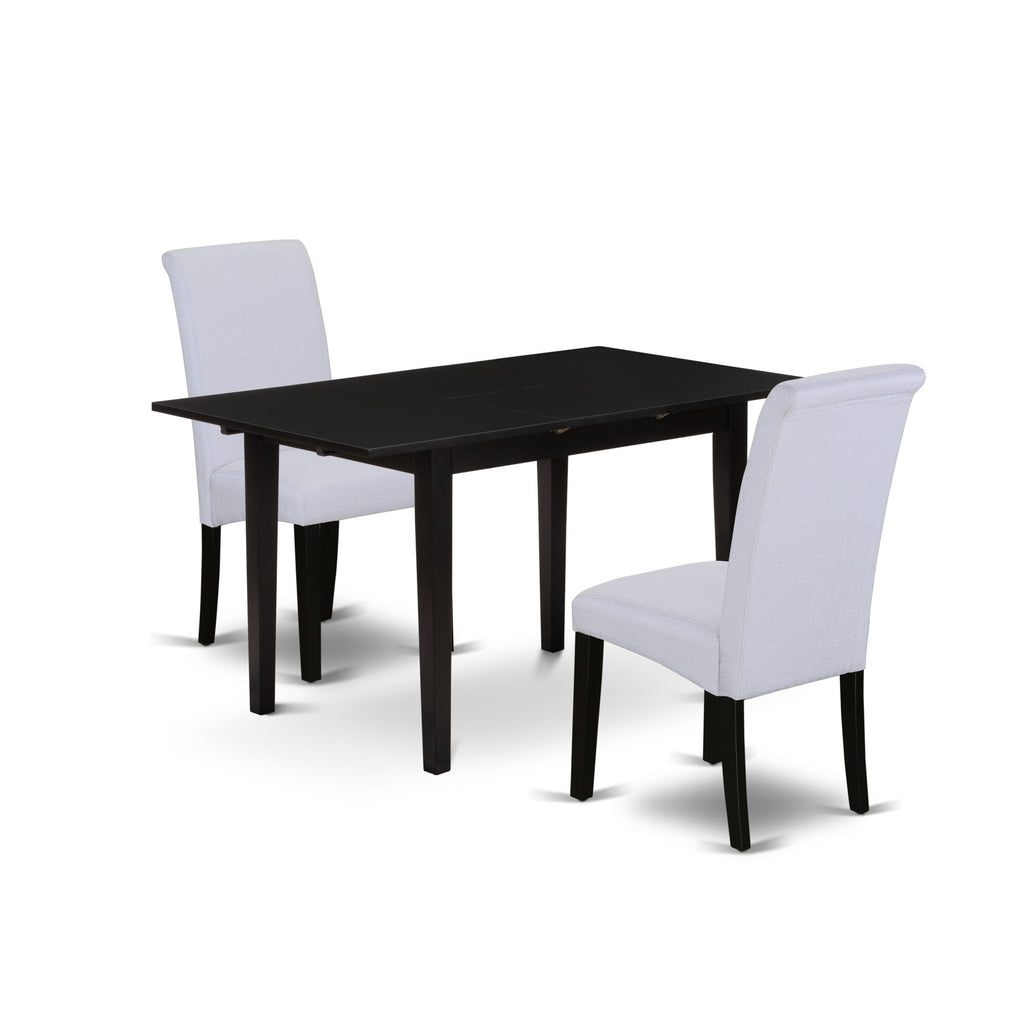 NOBA3-WAZ-KH Stylish 3-Piece Dining Set with Expandable Table & Upholstered Chairs in Lavish Grey