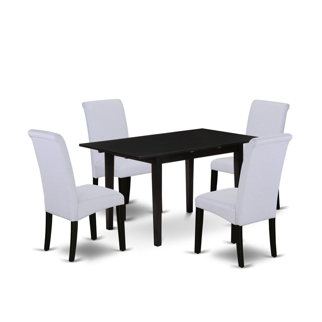NOBA5-M5R-4Z 5-Piece Rectangular Dining Set for Four, Expandable Table & Grey Parsons Seats