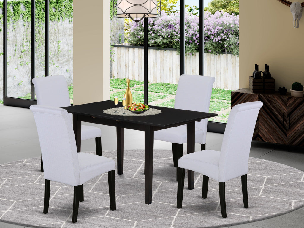 NOBA5-M5R-4Z 5-Piece Rectangular Dining Set for Four, Expandable Table & Grey Parsons Seats