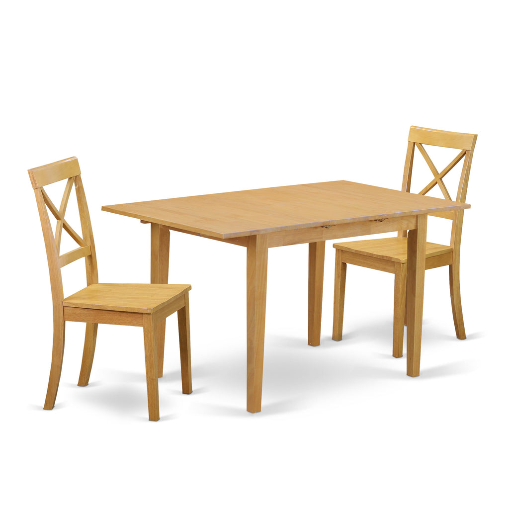 NOBO3-SNK-M Compact Kitchen Dining Ensemble with Expandable Oak Table and Chairs