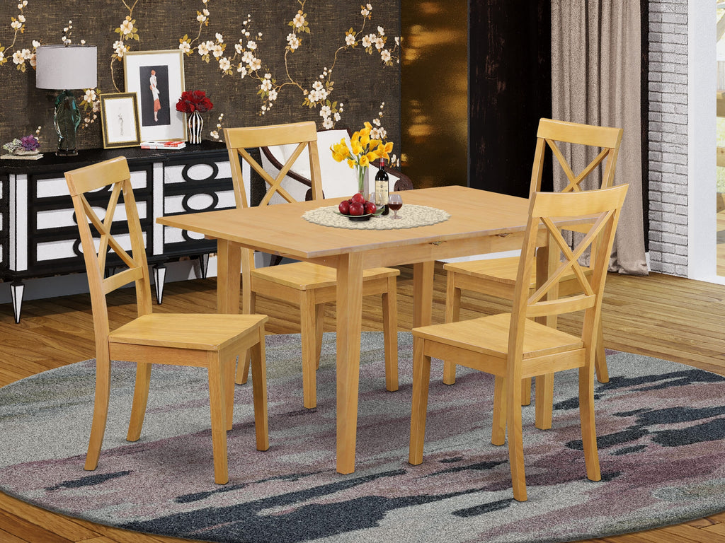 NOBO5-TBK-2 5-Piece Dining Ensemble with Rectangular Table & Butterfly Leaf for 4–34 x 52, Timber Brown