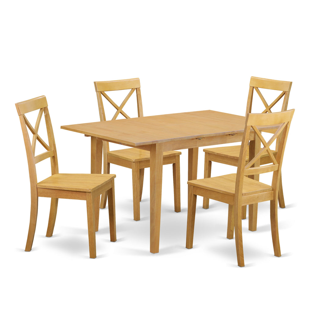 NOBO5-TBK-2 5-Piece Dining Ensemble with Rectangular Table & Butterfly Leaf for 4–34 x 52, Timber Brown