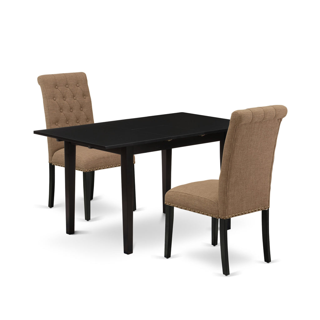 NOBR3-UWI-91 3 Piece Set Rectangular Table w/ Butterfly Extension & 2 Light Sable Seats, 32x54