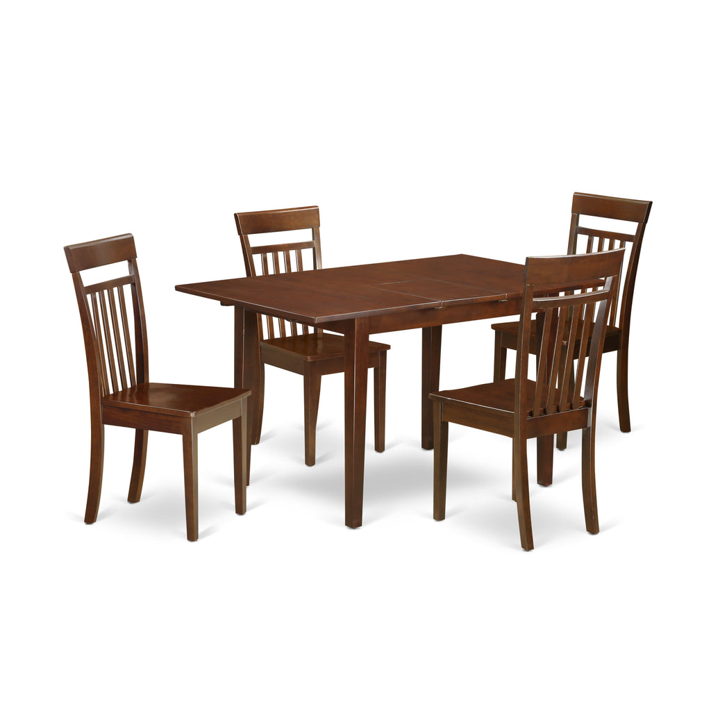 NOCA5-SOW-M Luxurious 5-Piece Dining Ensemble with Expanding Mahogany Table and 4 Stylish Seats