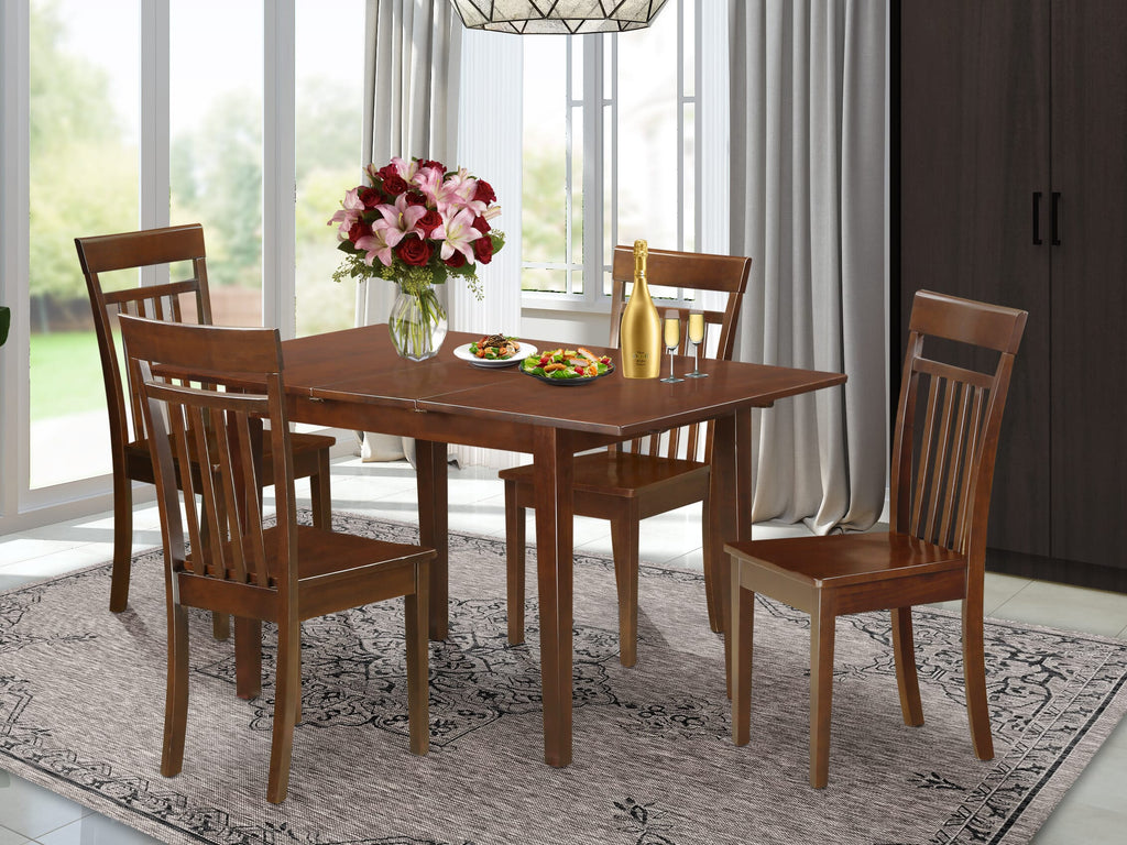 NOCA5-SOW-M Luxurious 5-Piece Dining Ensemble with Expanding Mahogany Table and 4 Stylish Seats