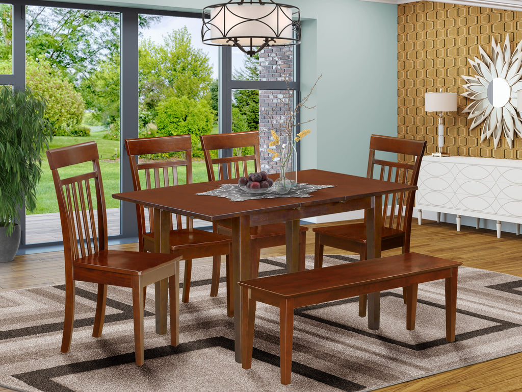 NOCA6O-YNZ-Z Exquisite Mahogany Dining Suite - 6-Piece Set with Table, Chairs, and Bench