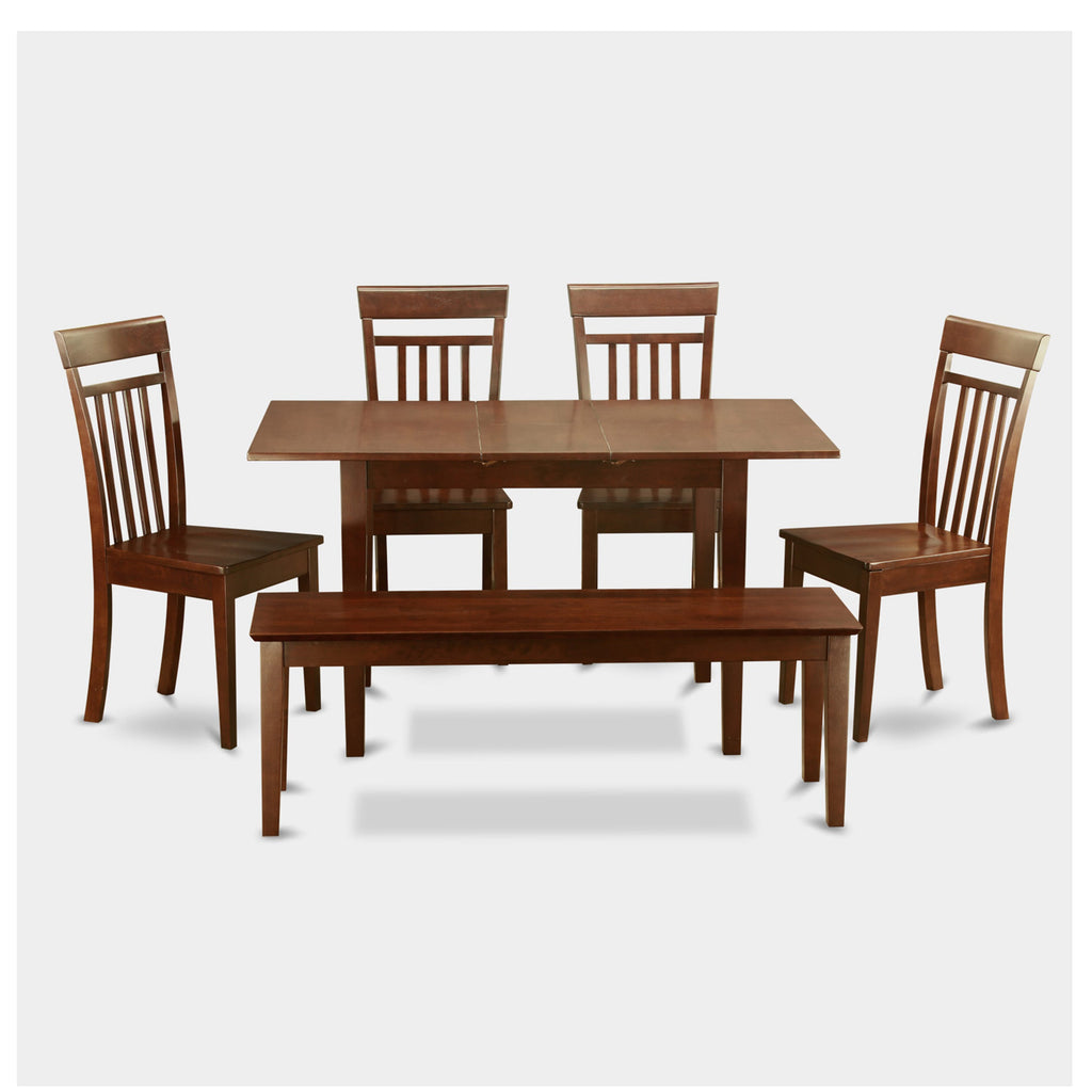 NOCA6O-YNZ-Z Exquisite Mahogany Dining Suite - 6-Piece Set with Table, Chairs, and Bench