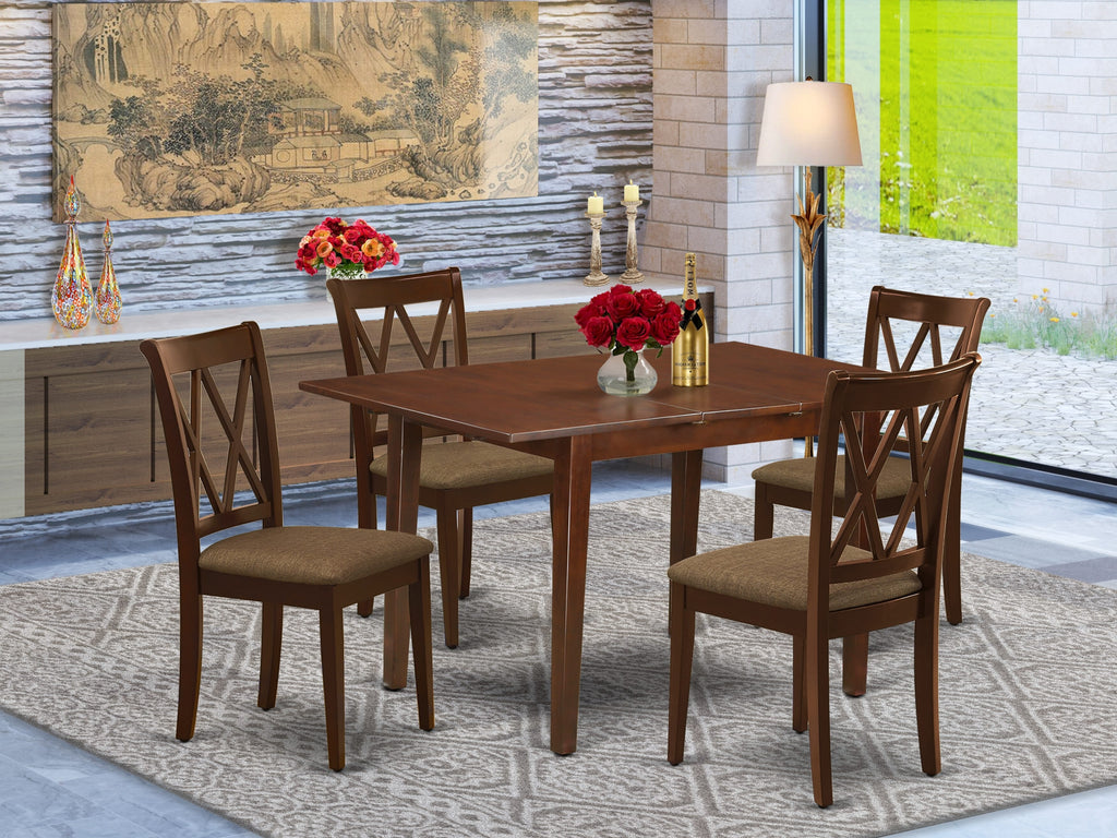 NOCL5-IDT-5 Dining Ensemble with Expanding Table and Linen Upholstered Chairs for Kitchen