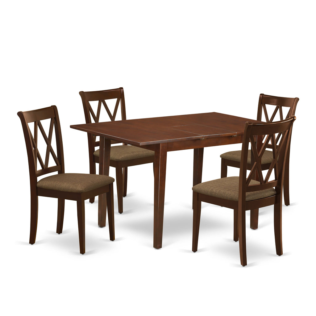 NOCL5-IDT-5 Dining Ensemble with Expanding Table and Linen Upholstered Chairs for Kitchen
