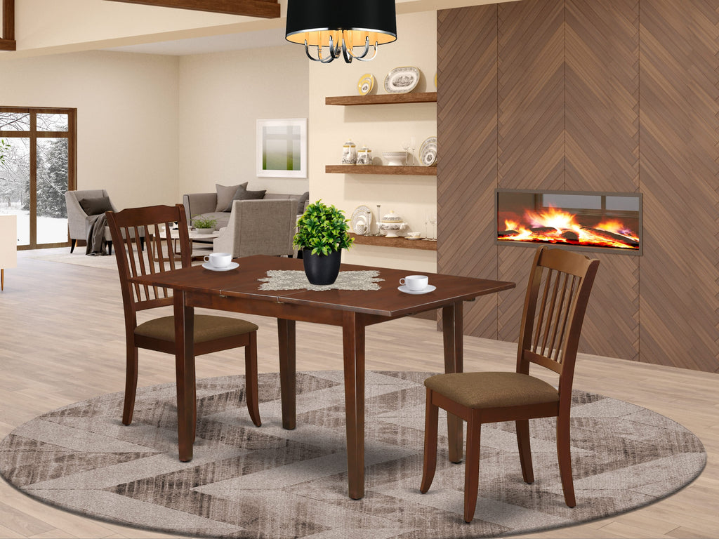 NODA3-OSV-3 3-Piece Mahogany Dining Collection with Butterfly Leaf Table and Upholstered Chairs