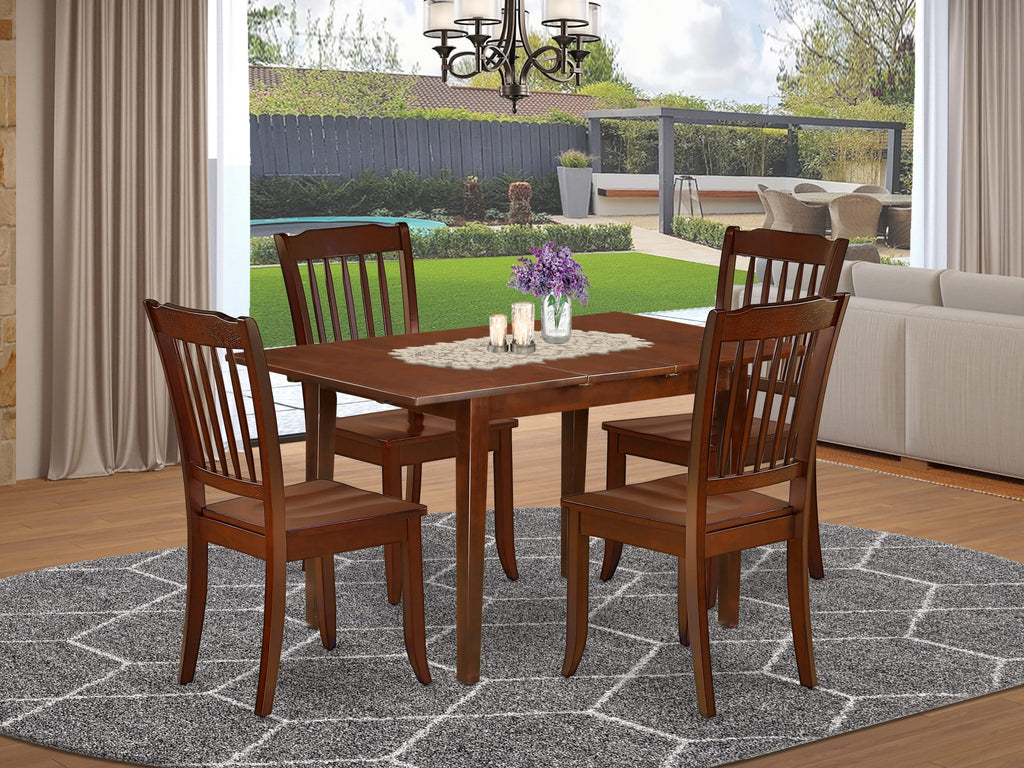 NODA5-T70-S Dining Ensemble Elegant 5-Piece Set with Rectangular Table & 4 Chairs, Mahogany Finish, 32x54