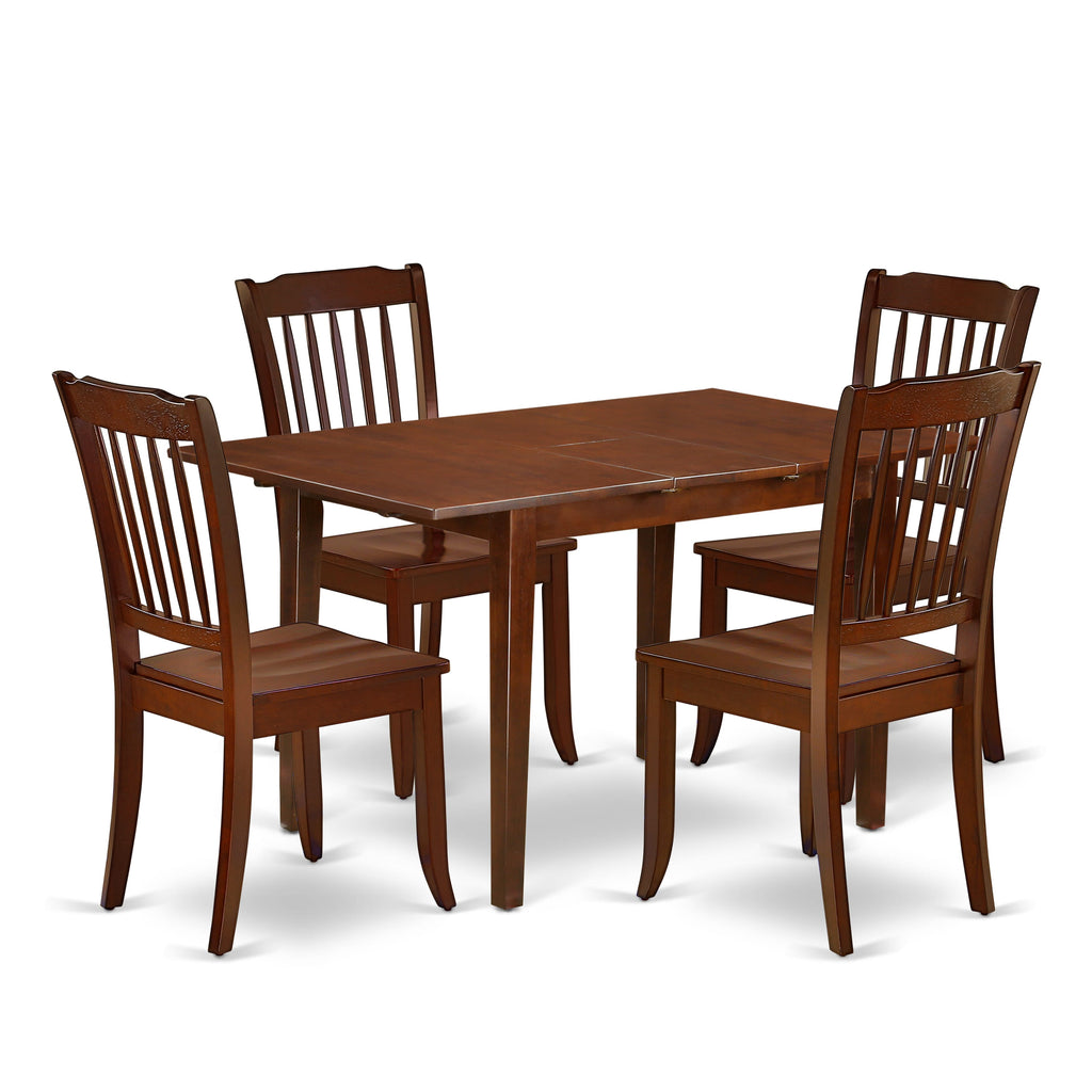 NODA5-T70-S Dining Ensemble Elegant 5-Piece Set with Rectangular Table & 4 Chairs, Mahogany Finish, 32x54